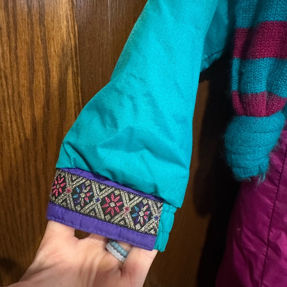 Kids Vintage Ski Jacket Snowboard Coat‎ Retro 80s 90s Colorful Size 6 - Picture 5 of 10